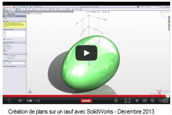 Création de plans sur un œuf avec SolidWorks 