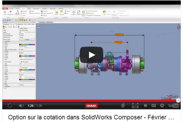 Option sur la cotation dans SolidWorks Composer
