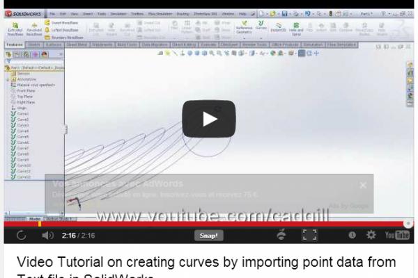 Video Tutorial on creating curves by importing point data from Text file in SolidWorks