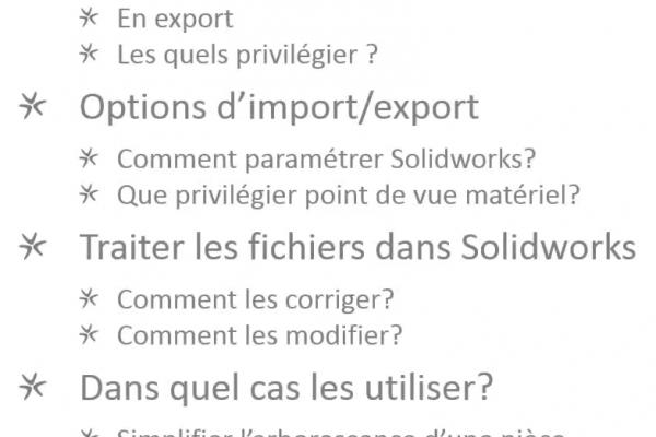 gestion de l'import export Solidworks