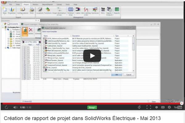 Création de rapport de projet dans SolidWorks Électrique - Mai 2013